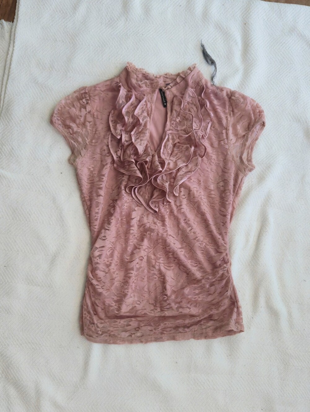 HeartSoul Ruffled Short Sleeve Blouse - Dusty Pink